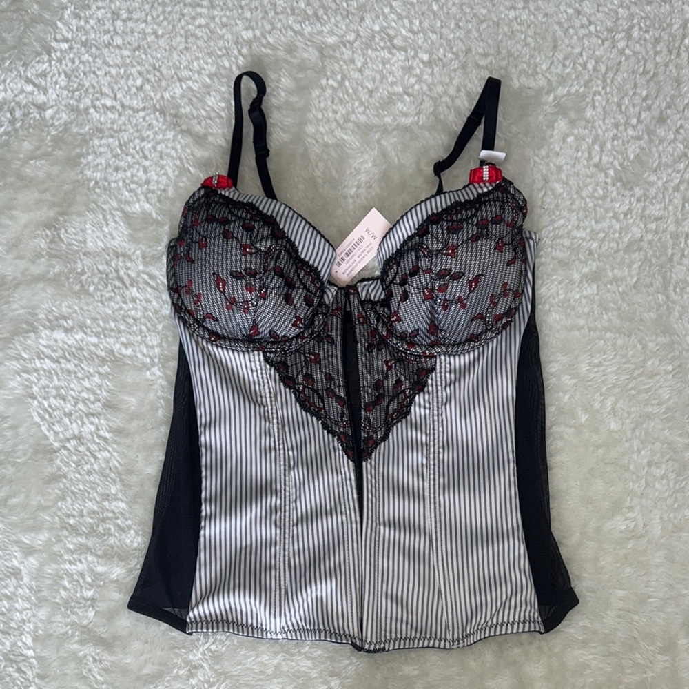 La SENZA Black & White corset with details- Adjustable Straps, removable push up